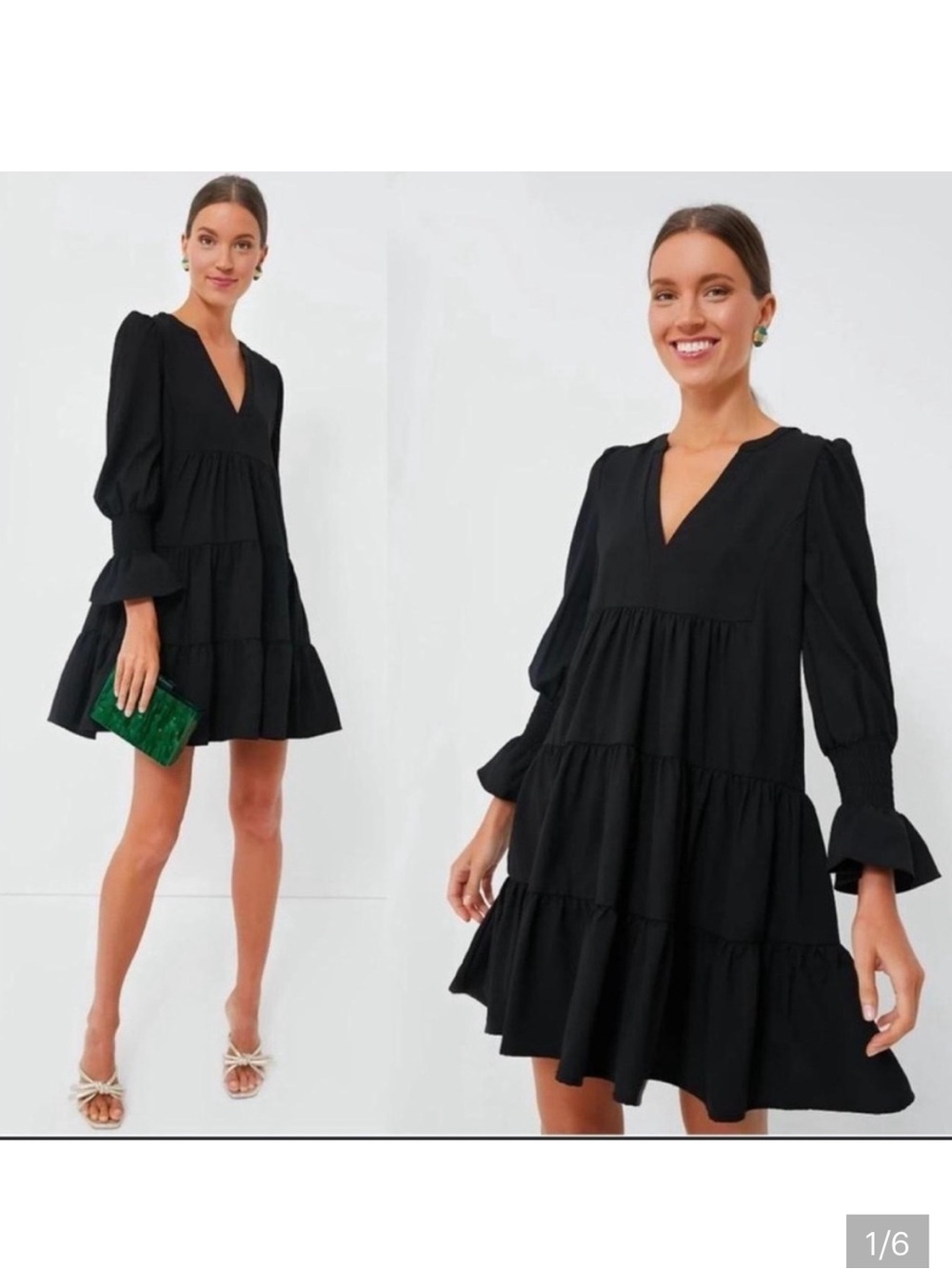 Tuckernuck Pomander Place Black Long Sleeve Dress Size S